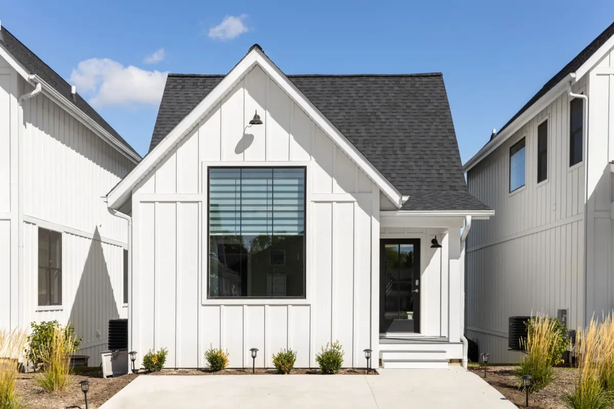 white ADU converted from a garage with modern design and large window