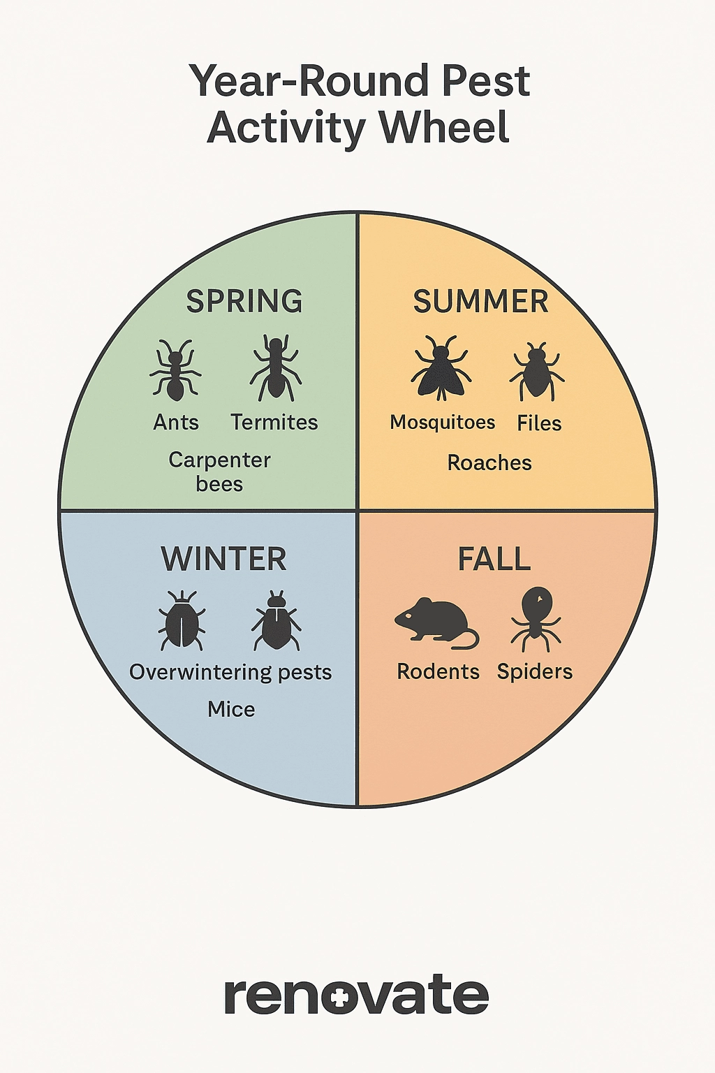 Infographic showing pest activity and which pests are active in each season.