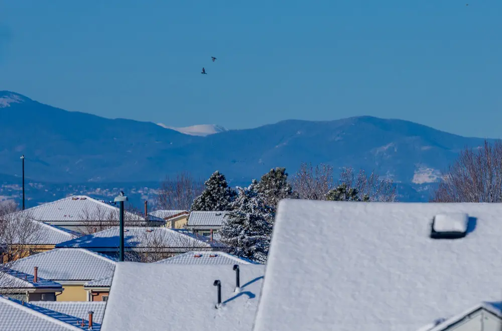 Colorado neighborhood in the snowy season.
