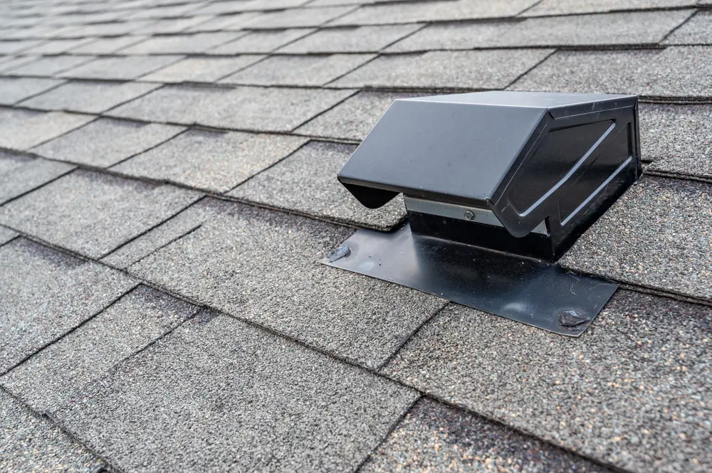 Roof vent on a newly installed roof.