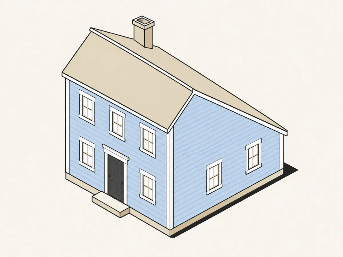 Vector image of a saltbox roof.