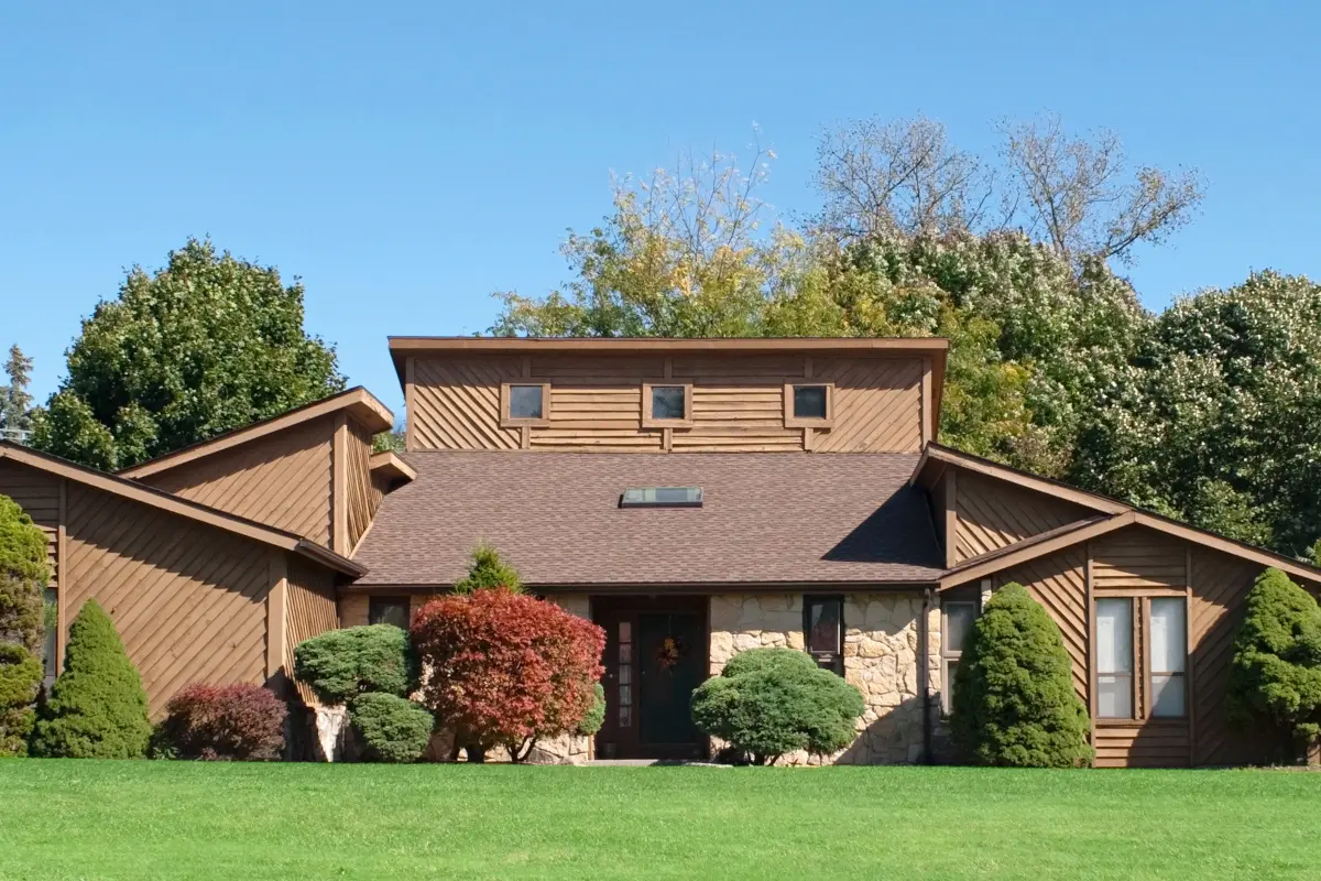 House with different types of shed roofing.