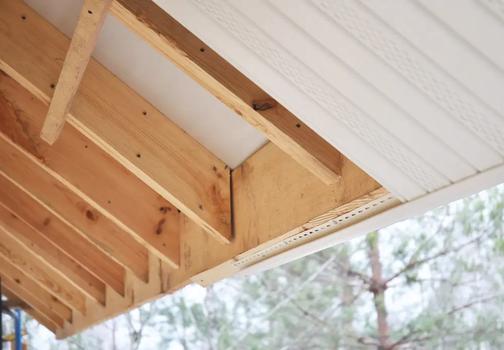 Soffit vent shown during the installation process.