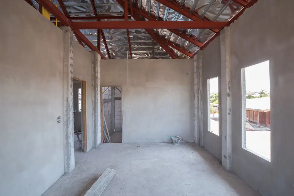 Unfinished room inside a home renovation project